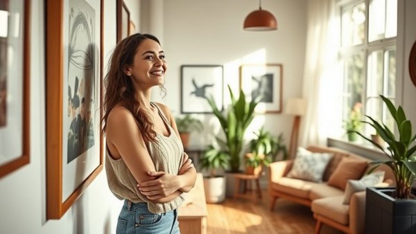 Cozy home decor project with hanging art and plants