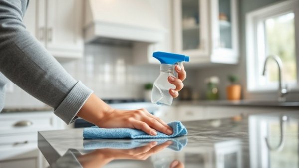 Person cleaning countertop, highlighting common cleaning mistakes in a kitchen.