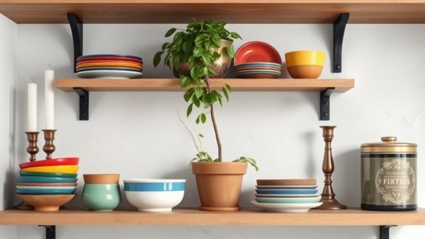 Charming kitchen shelf using objects you already own