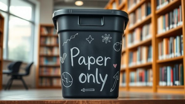 DIY chalkboard paint project on a bin in a library setting.
