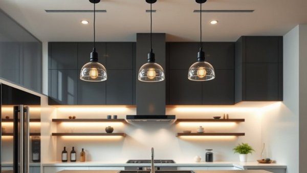 Modern kitchen highlighting home lighting mistakes with stylish fixtures