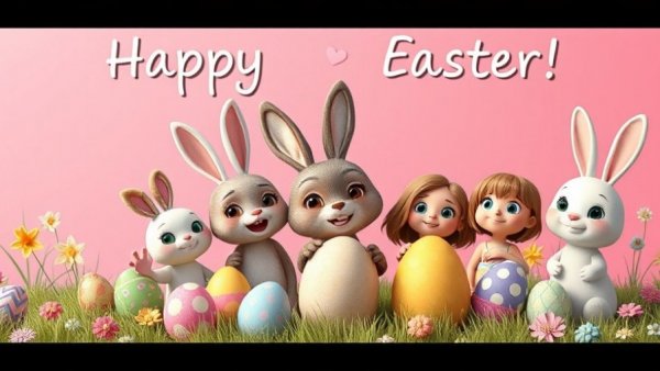 Animated Easter movies for kids in a film strip.