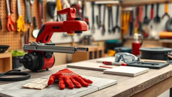 Essential tiling tools for DIY home projects showcased in a workshop.