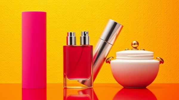 Colorful arrangement of various solid perfumes.