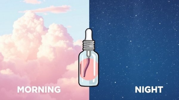 Stylized skincare routine bottle with AM PM design