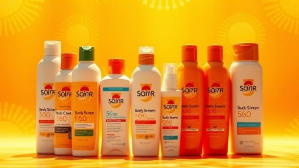 Vibrant display of best natural sunscreens with bold orange background.