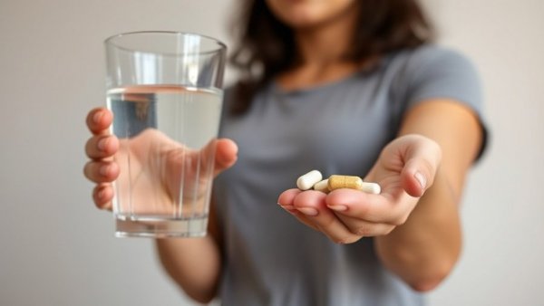 Person holding multivitamins and a glass of water, symbolizing daily multivitamin use.