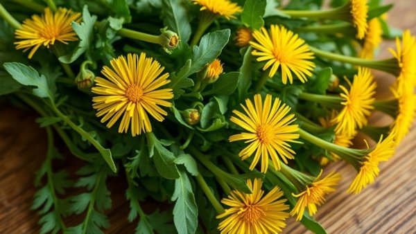Fresh dandelion greens highlighting nutritional benefits.