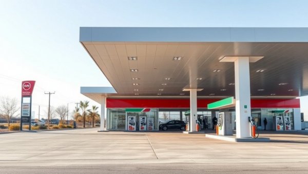 Modern gas station highlighting why some states pay more for gas.