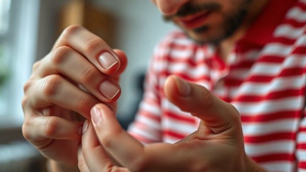 How to get rid of nail ridges: person examining nails indoors.