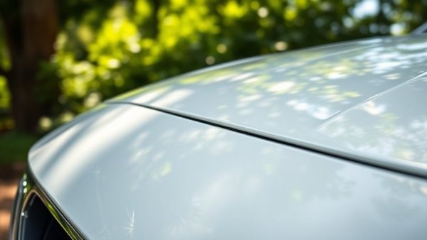 Close-up of white car front with scratch, showcasing care tips.