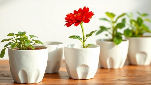 Rustic white pots with red flower Mother's Day gifts from kids