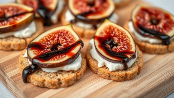 High-protein low-carb foods with figs and cheese on crackers.