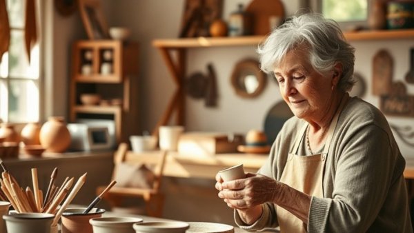 Older women crafting pottery in a sunlit studio, showcasing hobbies to help you live longer.