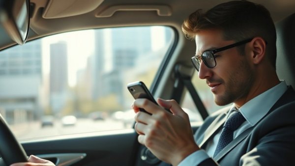 Distracted driver on phone highlighting link between speeding and phone usage.