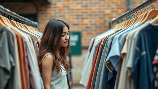 Young woman shopping at an outdoor market.