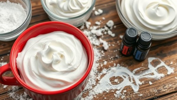 Easy Cloud Dough Recipe ingredients on rustic table