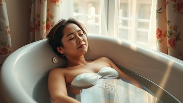 Woman finds relief in bathtub for chronic hives remedy.