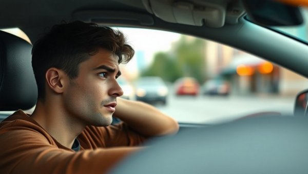 Young man in car overwhelmed, symbolizing young adults aging out of foster care.