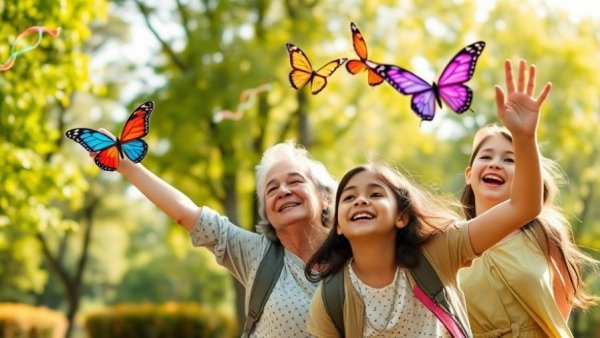 Christian Family Rhythms: Family flying kites in a sunny park.