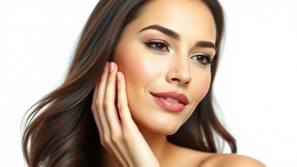 Confident woman demonstrates skincare to fade dark spots.