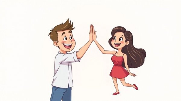 Illustrated couple high-fiving, rekindle your relationship with your spouse