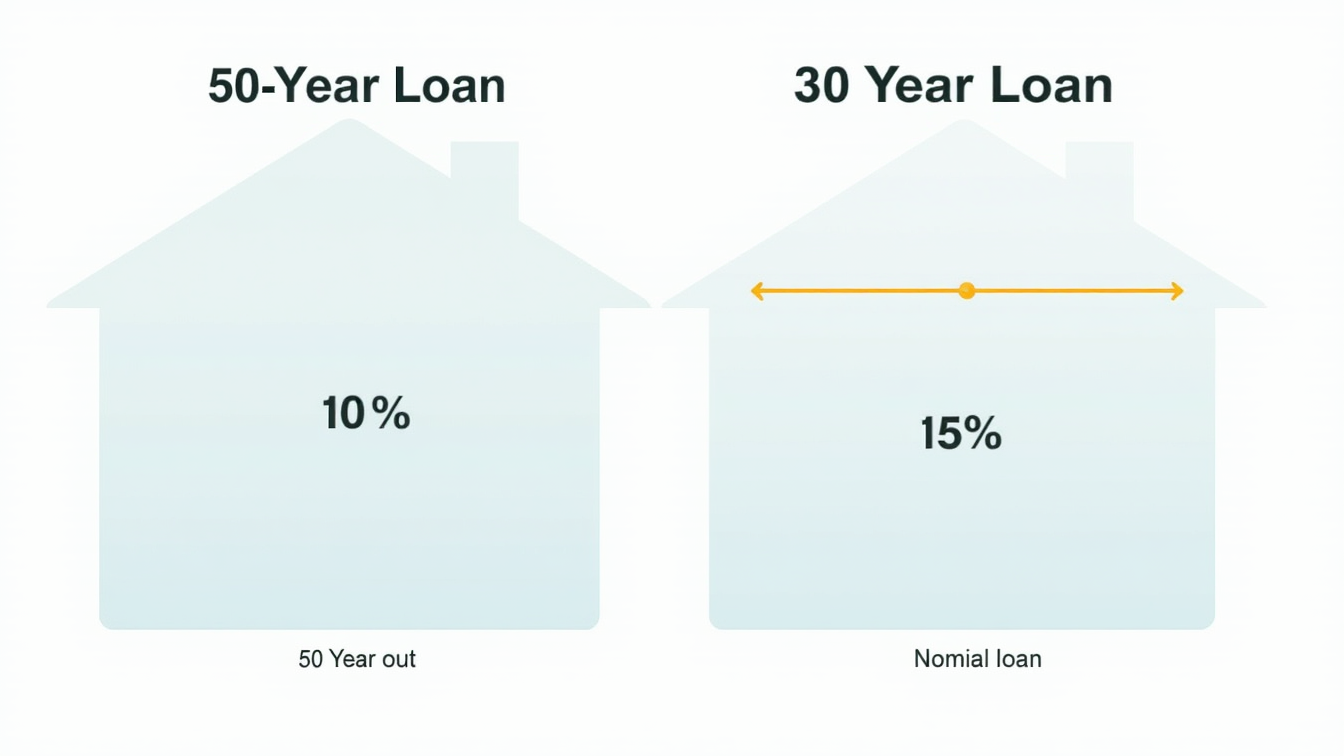 Infographic comparing 15, 30, 50 year mortgages.