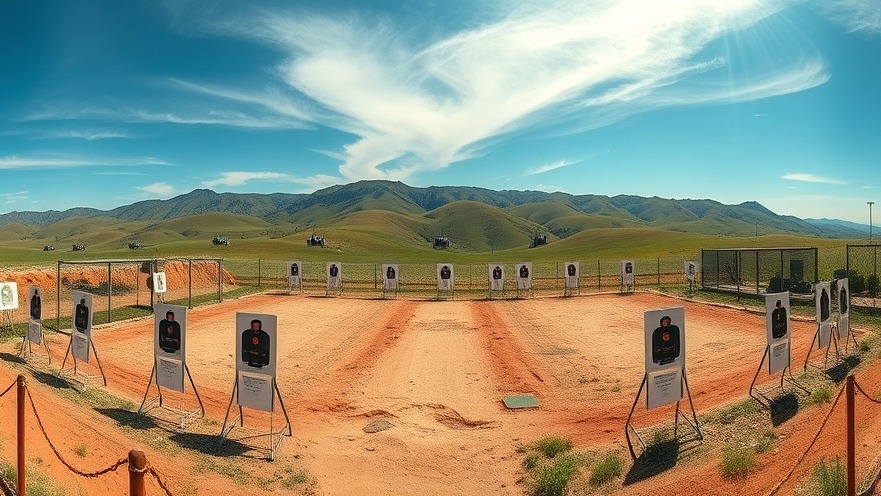 Photorealistic outdoor shooting range showcasing grassroots gun activism in California.