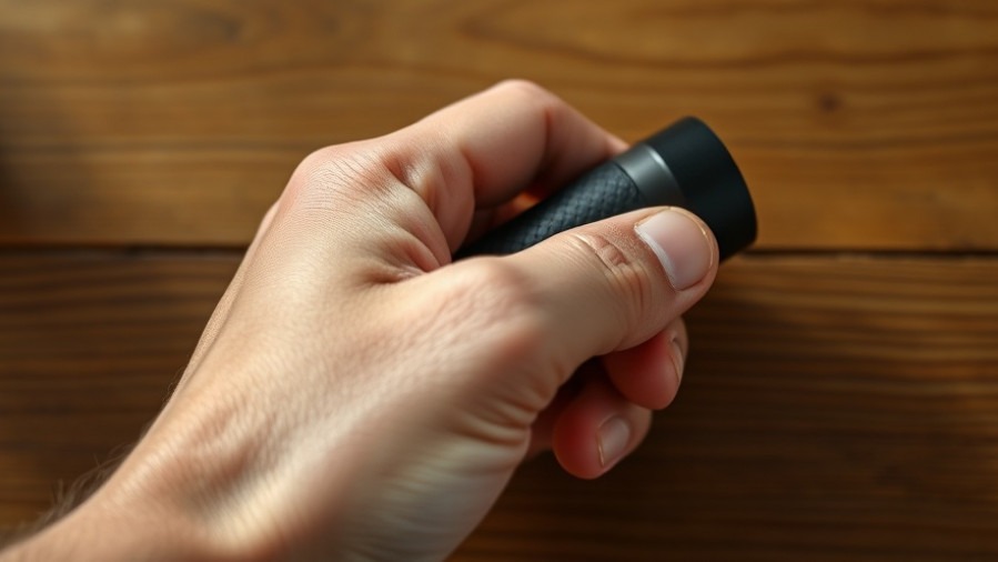 Close-up of hand on textured grip showcasing scent detection in odor control systems.