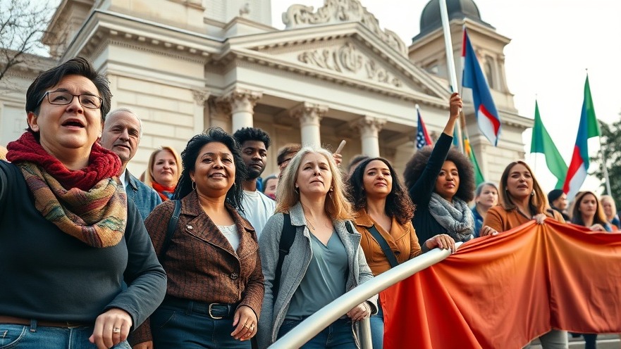 Protesters unite for gun rights outside a historic courthouse, capturing diverse emotions.