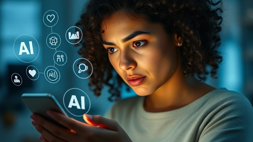 Woman using smartphone with AI in healthcare icons, reflecting patient trust.