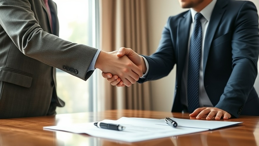 Confident business professional sealing franchise growth strategies with an attorney.