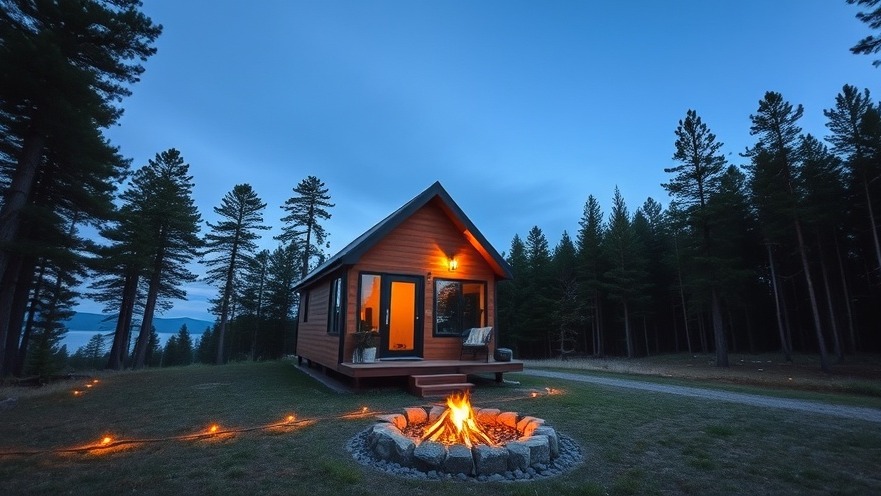 Tiny modern home in woods showcasing minimalism and sustainable living.