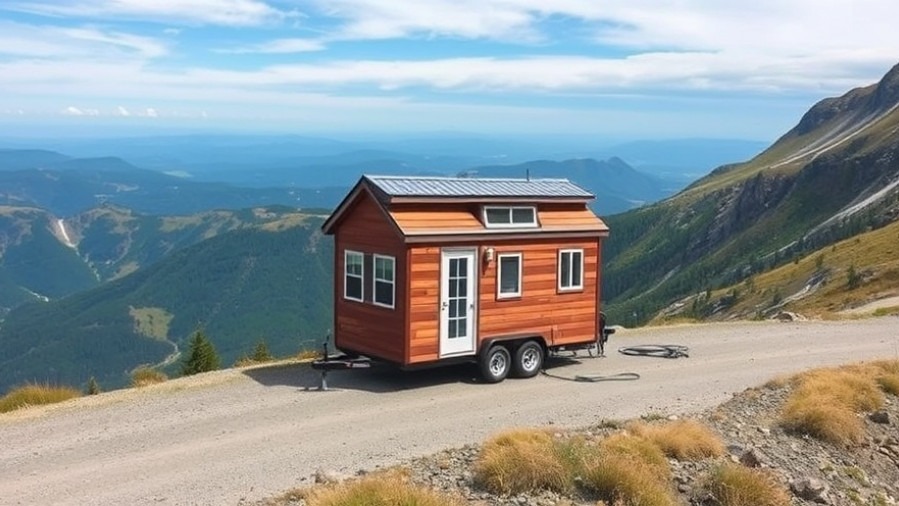 Scenic tiny home site prep as a tiny home on a trailer moves up a mountain.