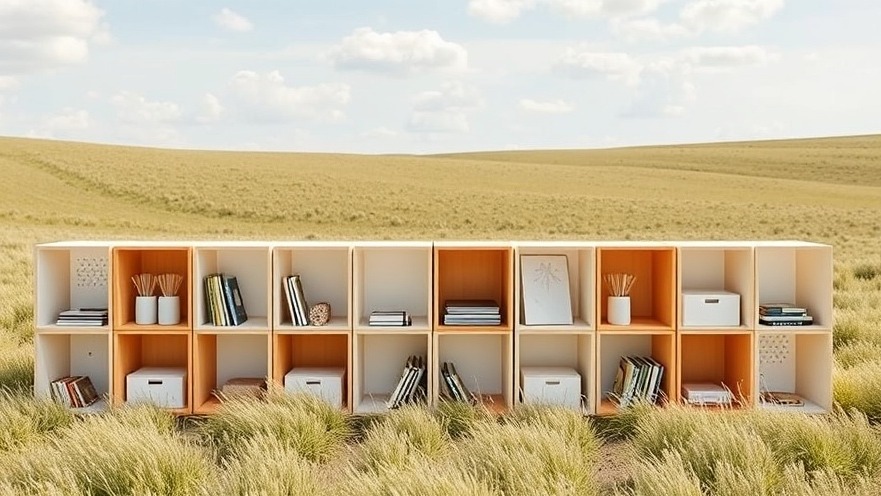 Efficient small space solutions with organizer cubes in an open field, showcasing tiny home organization.