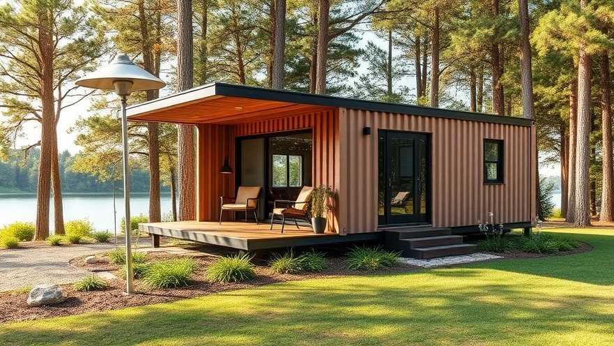 Sustainable living in a 20' container home, set in a beautiful eco-friendly setting.
