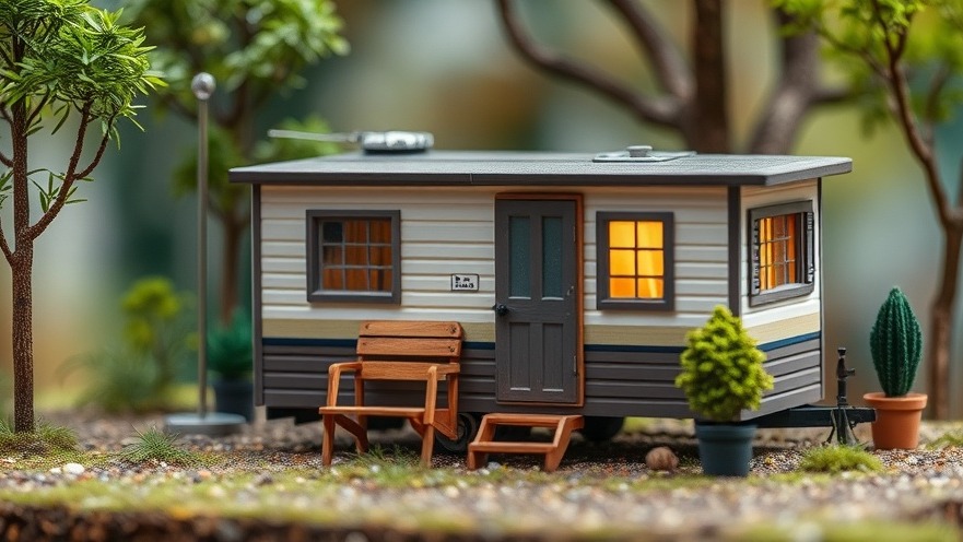 Mini mobile home in a tiny living setting, promoting an eco-friendly lifestyle.