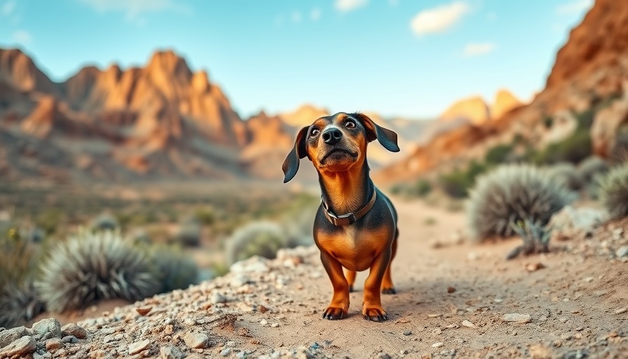 Dachshund behavior displayed in playful desert hike.