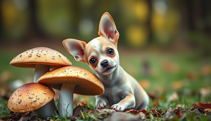 Chihuahua puppy myth busters image with mushrooms