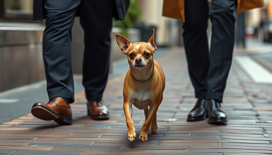Confident Chihuahua strolling with people for socialization