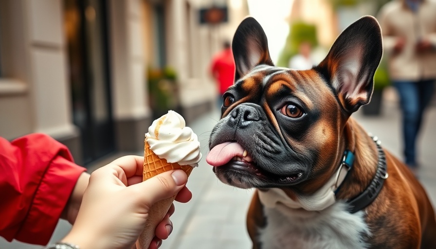 French Bulldog licking ice cream, pondering can dogs get brain freeze.