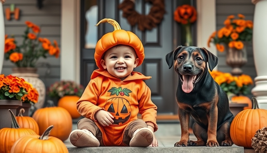 Young child and dog in Halloween setting, perfect for dog lover activities in Minneapolis.