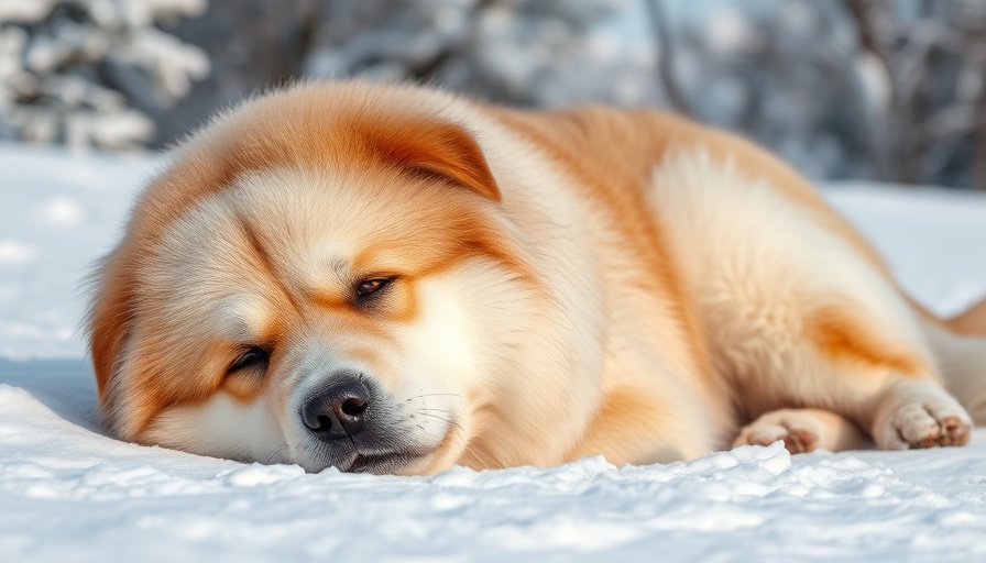 Fluffy dog enjoying a snowy landscape, capturing winter blues.