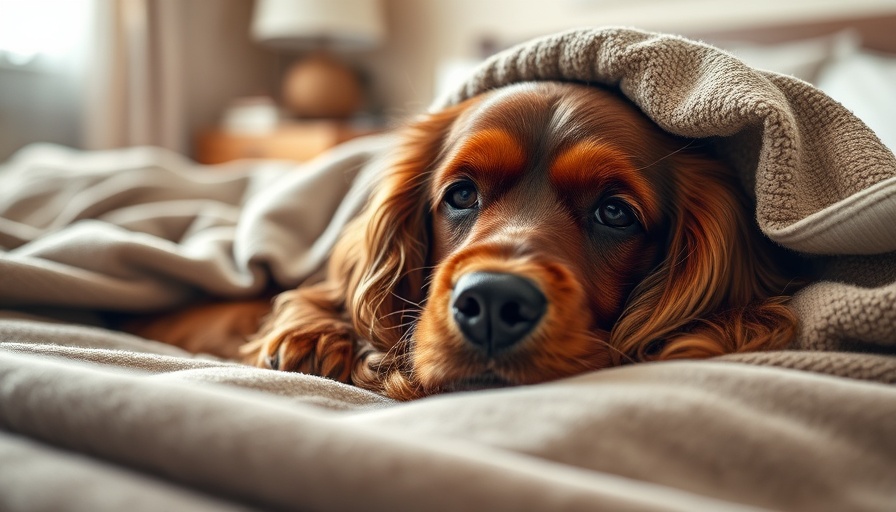 Dog resting under blanket, relaxed indoors, how to help dogs adjust to daylight savings time.