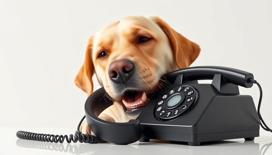 Labrador playing with phone receiver to build my lab’s vocabulary.