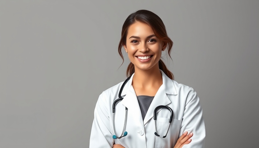 Smiling veterinarian with stethoscope and lab coat