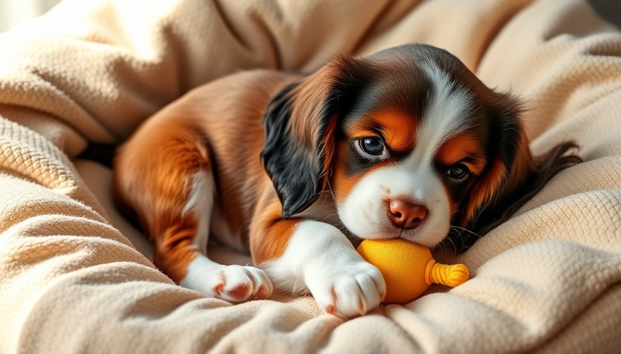 Cavalier King Charles Spaniel puppy playing with toy.