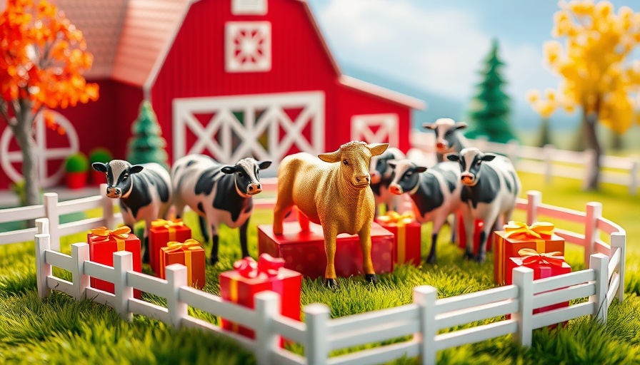 Epic Farm Diorama Build with vibrant cows and golden calf.