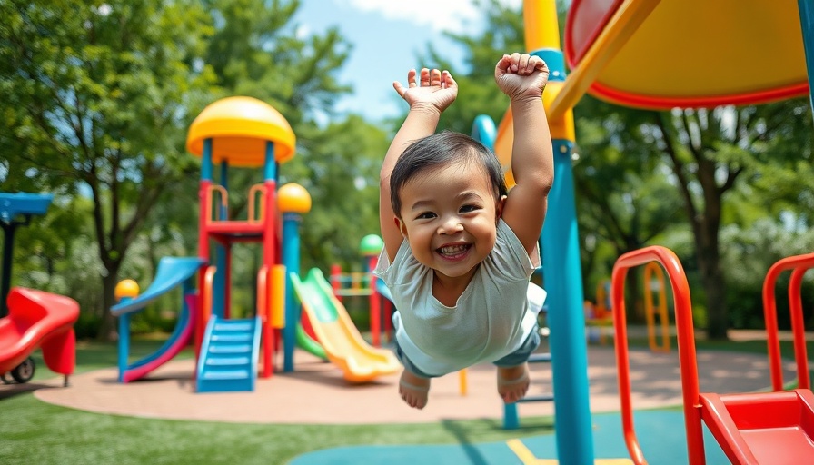 Child playing energetically on playground in park, Kids vs Parents.