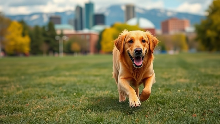 Off-leash dog training in Denver with retriever running.